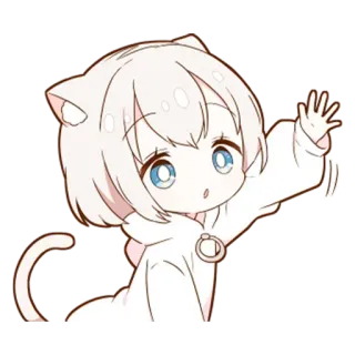 ✋ 고양이 소녀, 애니메이션, SD, 귀여운, 카와이, 만화, 고양이 귀 telegram sticker