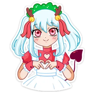 ❤️ anime girl, kawaii, cute, illustration, heart, cartoon, sticker telegram sticker