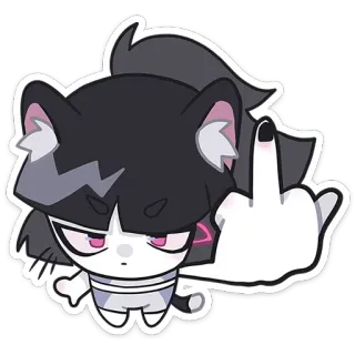 🖕 gato, dibujos animados, dedo corazón, gesto ofensivo, pegatina telegram sticker