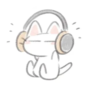 🌷 chat, casque, mignon, animal, écoute, musique whatsapp sticker