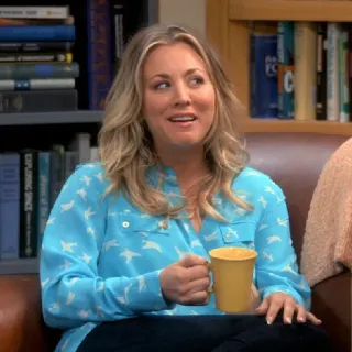 😄 Penny The Big Bang Theory tv show, sitcom, blonde, woman, cup, coffee telegram sticker