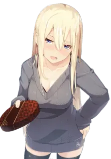 🍫 Anime, Fille, Blonde, Chocolat, Dessin animé, Illustration telegram sticker