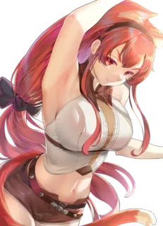 😍 อนิเมะ, ผู้หญิง, สุนัขจิ้งจอก, เคโมะมิมิ, แฟนตาซี telegram sticker
