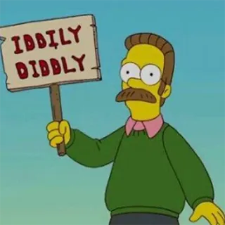 👓 Ned Flanders The Simpsons IDDILY DIDDLY 네드 플랜더스, 심슨 가족, 만화, 디들리 디들리, 표지판, 웃긴 telegram sticker