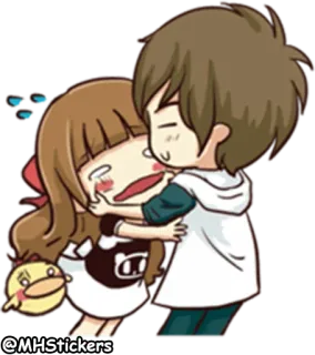 😫 Dibujos animados, Abrazo, Pareja, Llorando, Anime, Kawaii whatsapp sticker