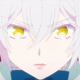 😠 anime, girl, white hair, yellow eyes telegram sticker