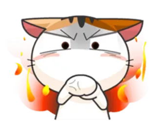 😡 chat, en colère, émotions, dessin animé, feu, mignon, furieux whatsapp sticker