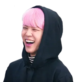 😂 person, smile, pink hair, hoodie, laughing telegram sticker