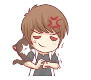 😈 bravo, anime, desenho animado, fofo, ilustração, personagem, gato telegram sticker