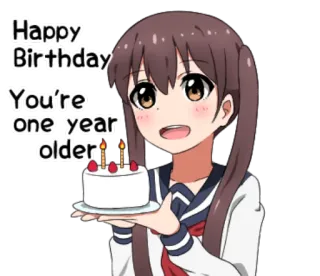 🎂 Happy Birthday
You're one year older cumpleaños, anime, pastel, celebración, chica telegram sticker