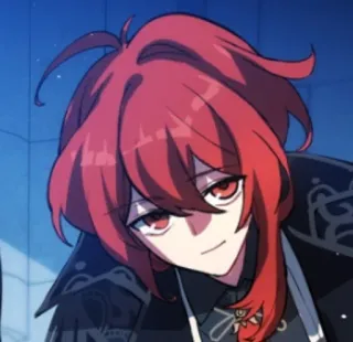 🌟 Diluc Genshin Impact anime, game, rambut merah, sombong whatsapp sticker