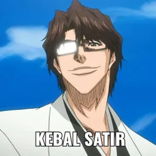 🥶 Sosuke Aizen Bleach KEBAL SATIR Аниме, Манга, Блич, Соске Айзен, Злодей, Очки, Ухмылка telegram sticker