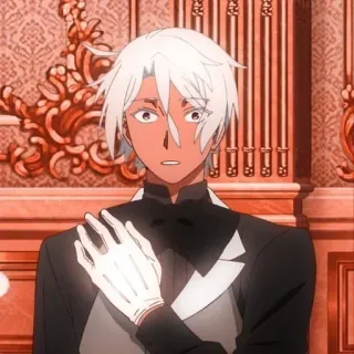 ❤️ Anime, Personagem, Cabelo branco, Luvas, Roupa formal telegram sticker