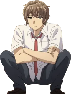 😐 Anime, Charakter, Schuluniform, Junge, Sitzend telegram sticker