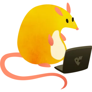 💻 仓鼠, 电脑, 动物, 可爱, 笔记本电脑, 啮齿动物, 黄色 telegram sticker