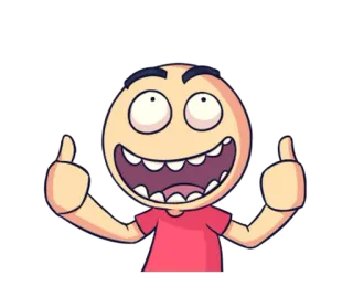 😄 desenho animado, sorrindo, polegar para cima, feliz, personagem telegram sticker