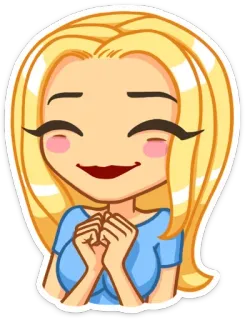☺️ Frau, blonde Haare, Sticker, Cartoon, lächelnd, glücklich telegram sticker