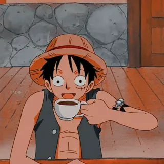 🌊 Monkey D. Luffy One Piece Anime, Manga, Strohhut, Kaffee, Luffy telegram sticker