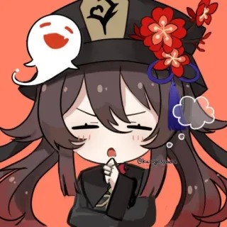 👻 Hu Tao Genshin Impact 动漫, 电子游戏, 可爱, 角色, 同人, 原神, 胡桃, Q版 telegram sticker