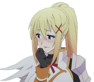 😊 Darkness Konosuba อนิเมะ, Konosuba, Darkness, ไวฟุ, ผมบลอนด์, ตัวละคร telegram sticker