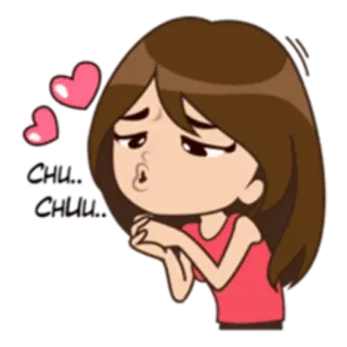 😘 chuu... chuu... cartoon, girl, hearts, kiss, cute, love telegram sticker