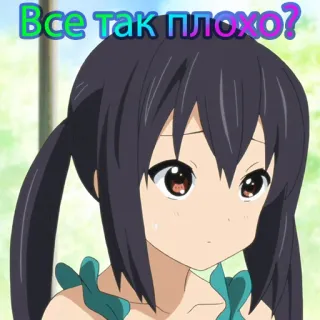 😕 Все так плохо? anime meisje, verdrietig, russisch, tekst, vraag telegram sticker