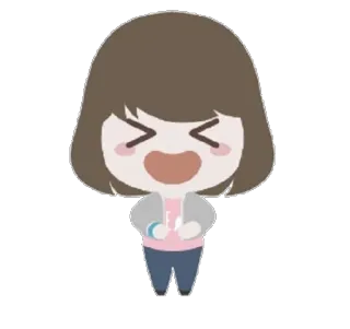 😆 Мультфильм, Девушка, Смех, Милый, Чиби, Счастливый telegram sticker