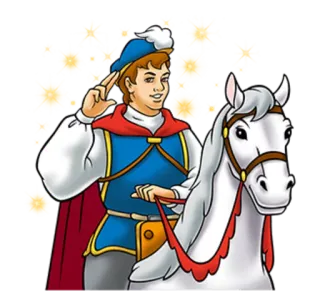 ✨ Prince Charming prince, horse, cartoon, salute, white horse telegram sticker