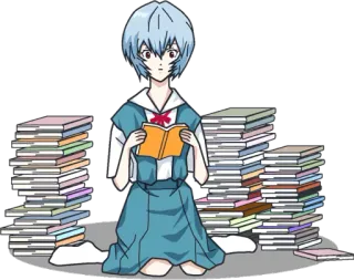 🤓 Rei Ayanami Neon Genesis Evangelion Anime, Manga, Livre, École, Étudiant telegram sticker