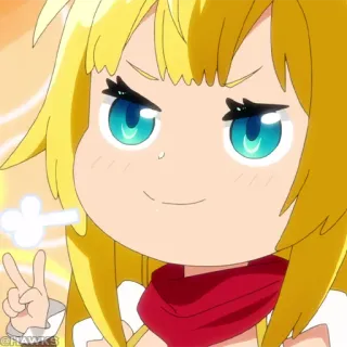 ⛓ @HAWKS Anime, Cartoon, Meisje, Leuk, Vredesteken, Blond, Blond telegram sticker