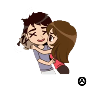 ☹ dibujos animados, pareja, abrazo, amor, cariño telegram sticker