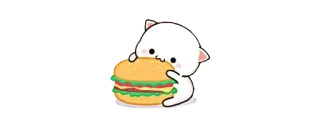 🍔 고양이, 만화, 음식, 버거, 귀여운, 동물 telegram sticker