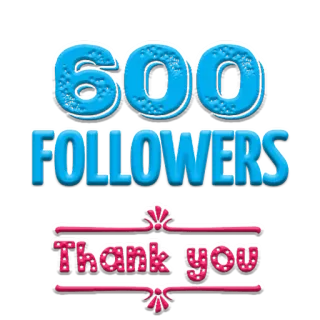 😁 600 FOLLOWERS Thank you Seguidores, Gracias, Redes sociales, Celebración, Logro whatsapp sticker