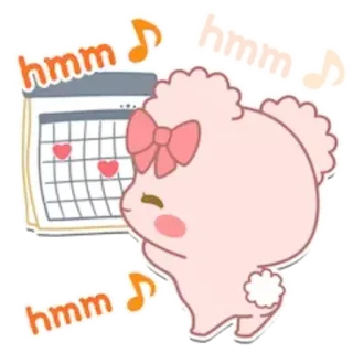 🎶 hmm hmm hmm Desenho animado, Fofo, Rosa, Calendário, Coração, Nota musical telegram sticker
