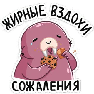 😢 Жирные вздохи сожаления morsa, galleta, lindo, dibujo animado, animal, pegatina, comida telegram sticker