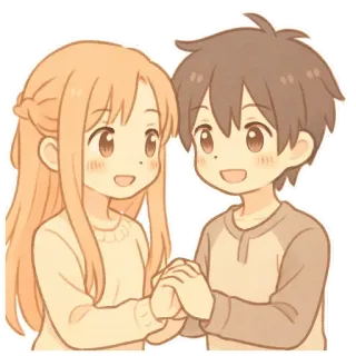 😍 Аниме, Пара, Милый, Каваий, Любовь, Иллюстрация, Мультфильм whatsapp sticker