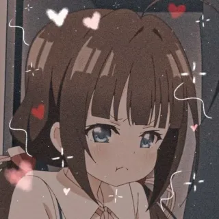 💗 chica anime, lindo, dibujos animados, corazones, brillos, enojado telegram sticker