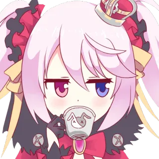 😐 Anime, Chibi, Coroa, Fofo, Chá, Xícara, Bebida telegram sticker