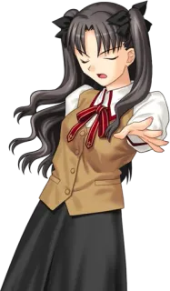 😩 Rin Tohsaka Fate/stay night Anime, Personaje, Chica, Maga, Uniforme escolar whatsapp sticker