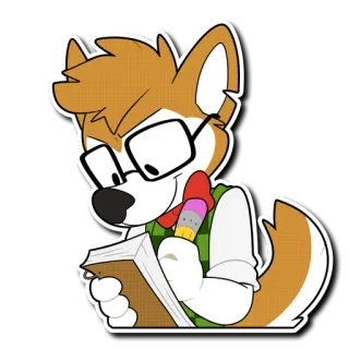 🗒 furry, perro, gafas, nerd, mono, animal, antropomórfico, leyendo telegram sticker
