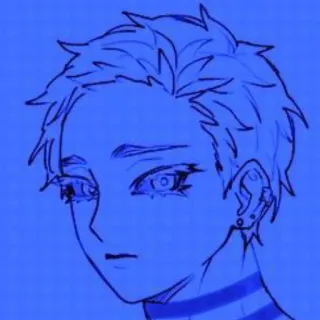 😐 аниме, человек, рисунок, портрет, синий telegram sticker