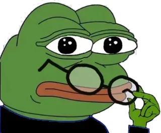 🇨🇰 Pepe the Frog เปเป้, กบ, มีม, อินเทอร์เน็ตมีม, การ์ตูน, แว่นตา telegram sticker