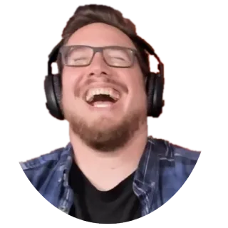 😂 Person, Mann, lachen, Brille, Kopfhörer whatsapp sticker