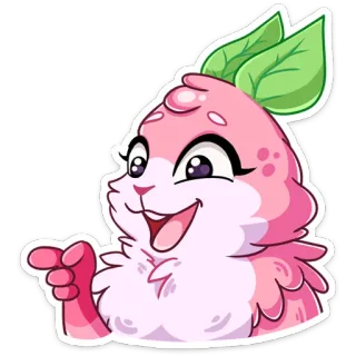 👉 mignon, animal, dessin animé, rose, créature, poilu, pointage telegram sticker