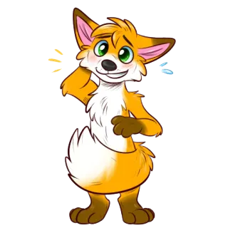 💦 raposa, furry, desenho animado, fofo, animal, laranja telegram sticker