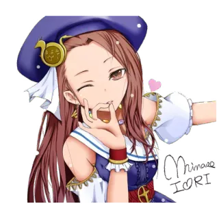 ❤ Anime, Chica, Pirata, Lindo, Guiño, Dibujos animados, Personaje whatsapp sticker
