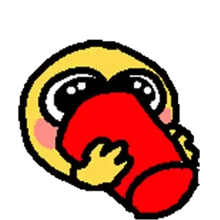 🥺 emoji, cartoon, meme, yellow, crying, red, funny, character telegram sticker