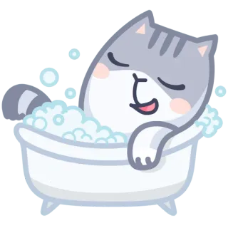 🛁 gato, banho, bolhas, fofo, relaxante, animal telegram sticker