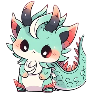 😤 süß, Drache, Chibi, Kawaii, Tier, Aufkleber, Fantasy telegram sticker