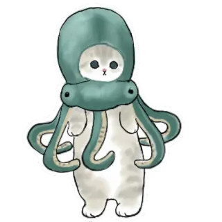 🐙 gato, pulpo, animal, lindo, pegatina, dibujo animado whatsapp sticker